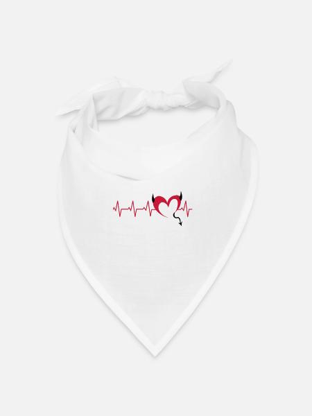 herz-teufel-ekg - Bandana Dreieckstuch - Weiß