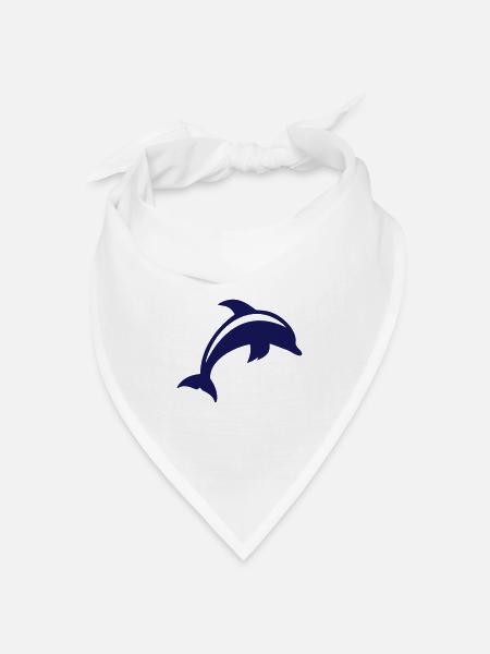 Delfin - Bandana Dreieckstuch - Weiß