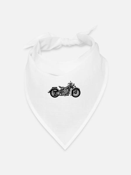 Chopper / Bobber Motorrad 03_schwarz weiß - Bandana Dreieckstuch - Weiß