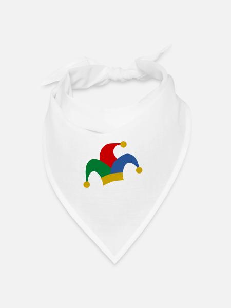 Fasching Clown Mütze - Bandana Dreieckstuch - Weiß