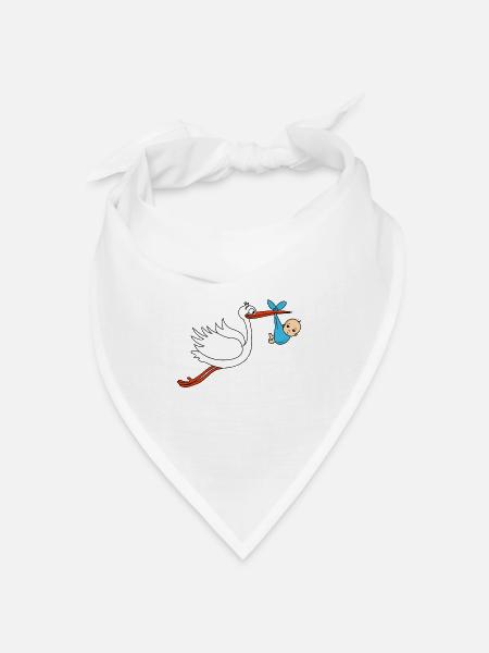 Storch Baby Junge Babies Schwanger - Bandana Dreieckstuch - Weiß