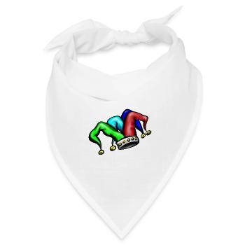 Gauklermütze Narrenkappe mit Glöckchen - Bandana Dreieckstuch - Weiß - Vorne