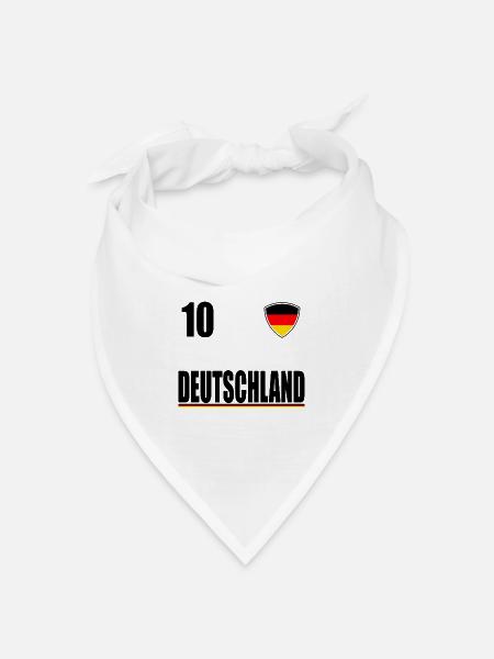 Deutschland Trikot Germany Fussball Fan T-Shirt - Bandana Dreieckstuch - Weiß