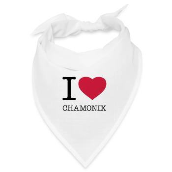 I LOVE CHAMONIX France Frankreich Apres Ski - Bandana Dreieckstuch - Weiß - Vorne