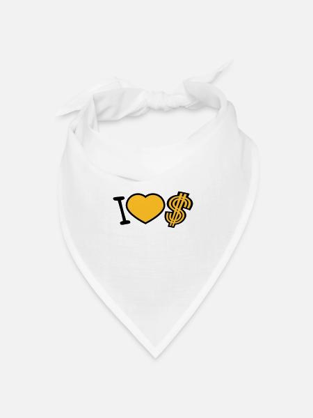 herz dollar i love liebe symbol zeichen geld reich - Bandana Dreieckstuch - Weiß