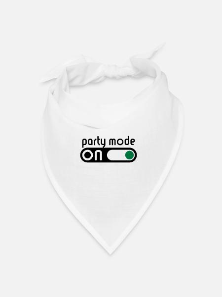 Party Mode On (Feiern / Schalter An) - Bandana Dreieckstuch - Weiß