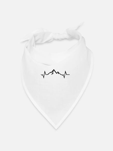 Berg - Herzschlag - Bandana Dreieckstuch - Weiß
