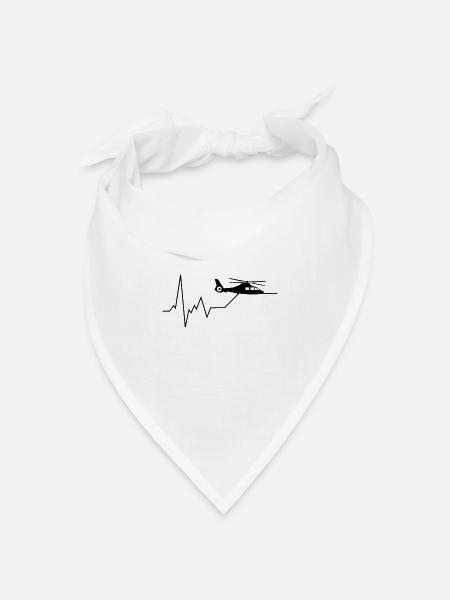 herzschlag helikopter - Bandana Dreieckstuch - Weiß