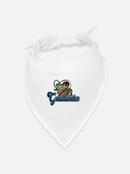 Graubünden Steinbock Stil - Bandana Dreieckstuch - Weiß