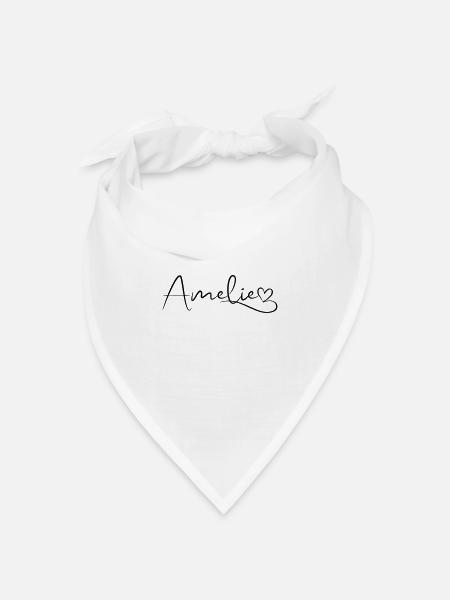Amelie Kalligrafie Name Vorname mit Herz - Bandana Dreieckstuch - Weiß