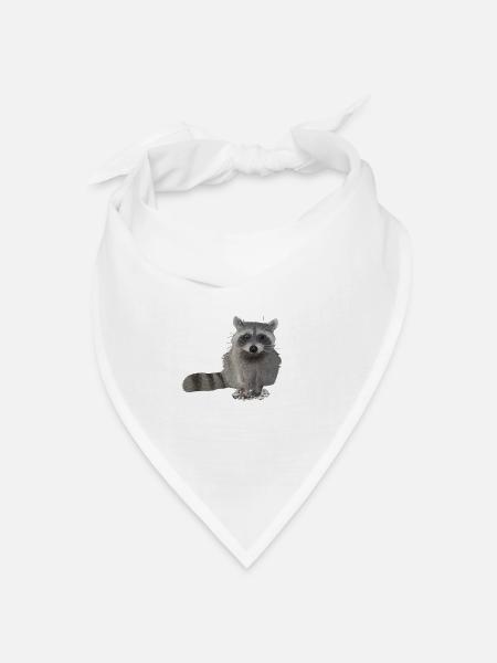 Waschbär - Bandana Dreieckstuch - Weiß