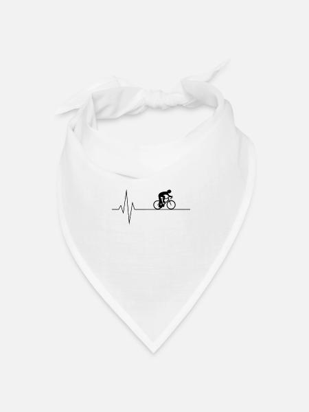 Herzschlag Radfahrer - Bandana Dreieckstuch - Weiß