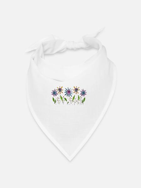 Blumen - Bandana Dreieckstuch - Weiß