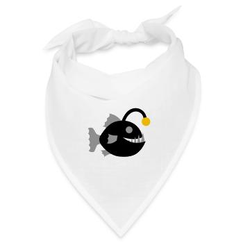 Anglerfisch Fisch Laternenfisch Grafik Tiefsee - Bandana Dreieckstuch - Weiß - Vorne