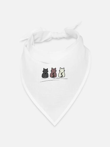 Katzen - Bandana Dreieckstuch - Weiß