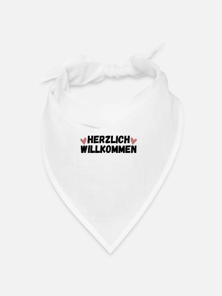 Herzlich Willkommen Herz Liebe - Bandana Dreieckstuch - Weiß