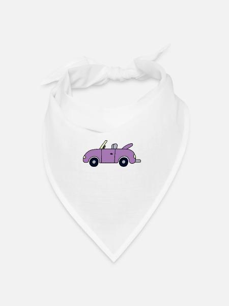 Lilafarbenes Cabrio - Bandana Dreieckstuch - Weiß