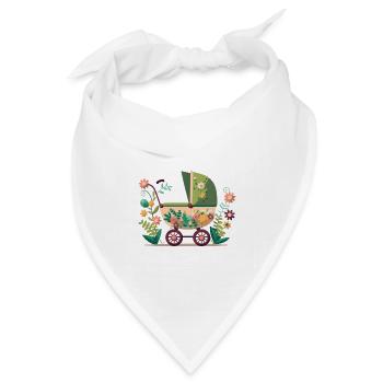Blumiger Kinderwagen 1 - Bandana Dreieckstuch - Weiß - Vorne