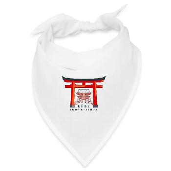 Kobe, Japan, Torii Schrein Ikuta- jinja, Zeichnung - Bandana Dreieckstuch - Weiß - Vorne
