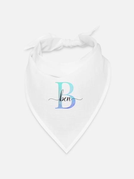 B| Monogramm | Name | Ben | Watercolor - Bandana Dreieckstuch - Weiß