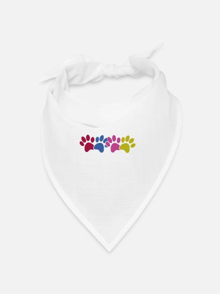 Hundepfoten - Bandana Dreieckstuch - Weiß