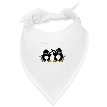 2 Pinguine Ninja Samurai Japanisch Katana Team Duo - Bandana Dreieckstuch - Weiß - Vorne