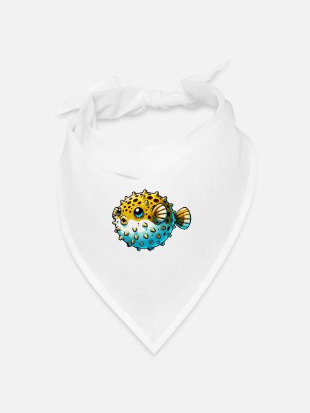 Kugelfisch - Bandana Dreieckstuch - Weiß