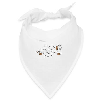 Hund Dackel Brezel Form Knoten Langer Körper Comic - Bandana Dreieckstuch - Weiß - Vorne