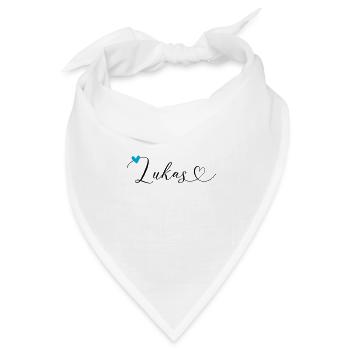 Lukas Name Vorname Kalligrafieherz - Bandana Dreieckstuch - Weiß - Vorne