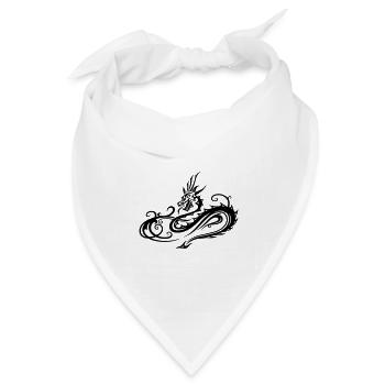 Tribal Drache in Herzform Motiv - Bandana Dreieckstuch - Weiß - Vorne