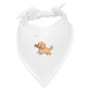 Niedlicher Golden Retriever Welpe läuft mit Stock - Bandana Dreieckstuch - Weiß - Vorne