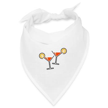 2 Cocktailgläser / Cocktail / Martini + (Orange) - Bandana Dreieckstuch - Weiß - Vorne