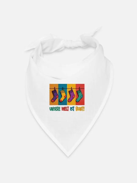 Unsere Welt ist bunt! - Welt-Down-Syndrom-Tag - Bandana Dreieckstuch - Weiß