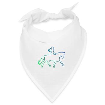 Geschenkidee für die Pferde-Fanin mit Springreiten - Bandana Dreieckstuch - Weiß - Vorne