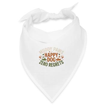 uddy Paws Happy Dog Zero Regrets – Lustiges Hundeh - Bandana Dreieckstuch - Weiß - Vorne