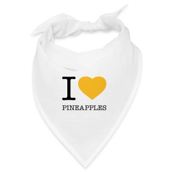 I LOVE PINEAPPLES Ananas - Bandana Dreieckstuch - Weiß - Vorne