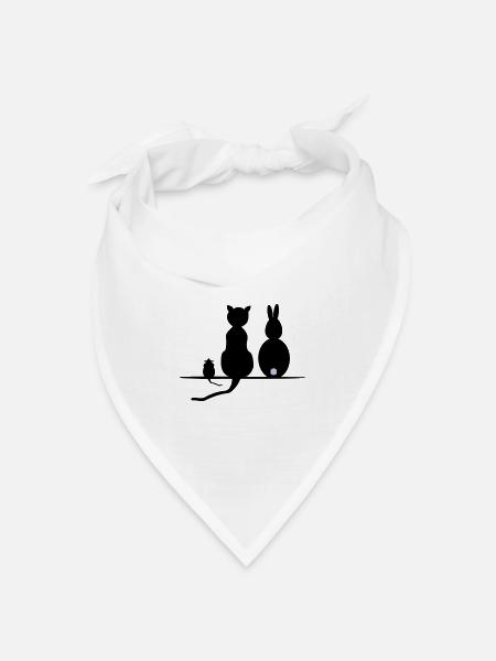 Katz Maus Hase - Bandana Dreieckstuch - Weiß