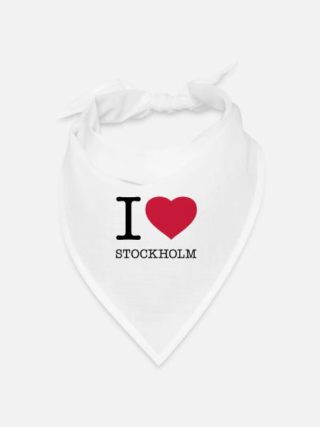 I LOVE STOCKHOLM Sweden Schweden - Bandana Dreieckstuch - Weiß