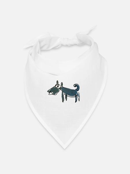 Hund Zeichnung - Bandana Dreieckstuch - Weiß