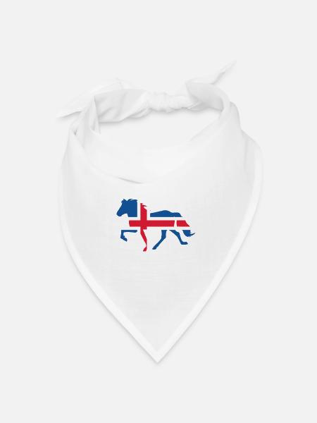 Tölltende Isländer mit isländischer Flagge - Bandana Dreieckstuch - Weiß