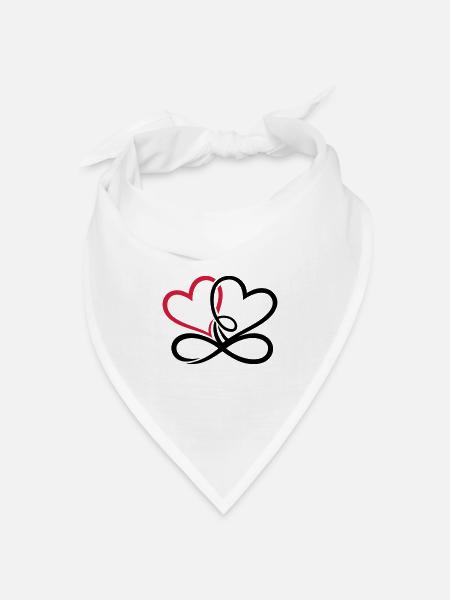 Zwei Herzen Infinite Love Unendliche Liebe - Bandana Dreieckstuch - Weiß