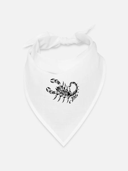 Großer Skorpion im Tribal & Tattoo Style - Bandana Dreieckstuch - Weiß