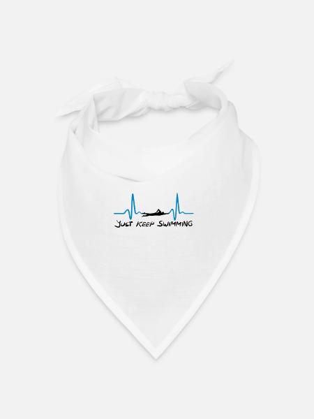 Just keep swimming - Schwimmen Herzschlag EKG - Bandana Dreieckstuch - Weiß