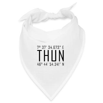 Thun Koordinaten – Typografie mit Ortsbezug  Besch - Bandana Dreieckstuch - Weiß - Vorne