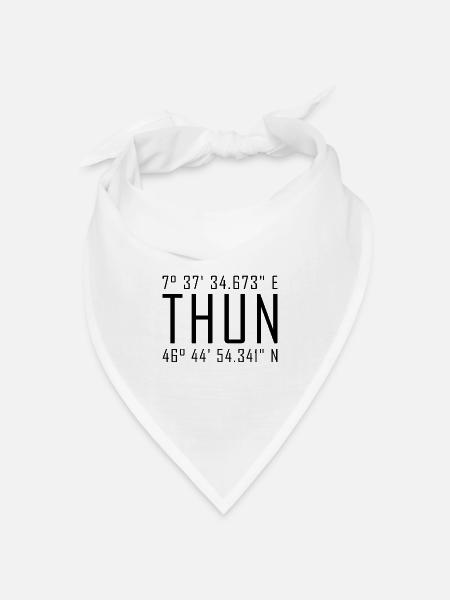 Thun Koordinaten – Typografie mit Ortsbezug Besch - Bandana Dreieckstuch - Weiß