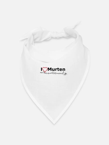 I Love Murten (mit Skyline der Altstadt) - Bandana Dreieckstuch - Weiß