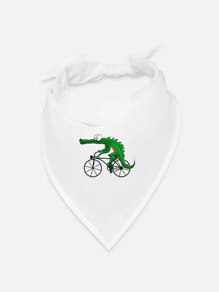 Krokodil mit Fahrrad - Bandana Dreieckstuch - Weiß