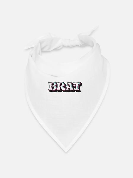 Brat, Freche Göre, 3D Zierschrift, Graffiti - Bandana Dreieckstuch - Weiß