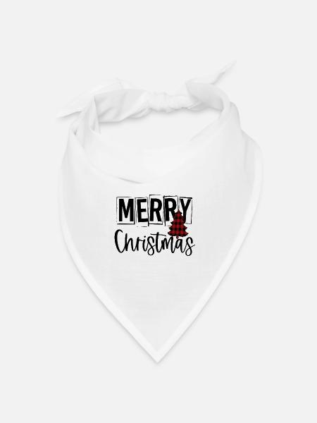 Roter Schottenkaro-Weihnachtsbaum - Bandana Dreieckstuch - Weiß