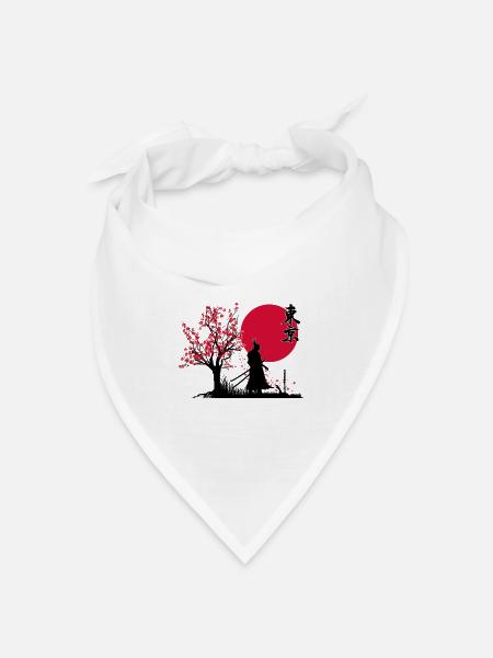 Samurai Shadow Slayer | HDR-Grafik Japanische Kunst - Bandana Dreieckstuch - Weiß